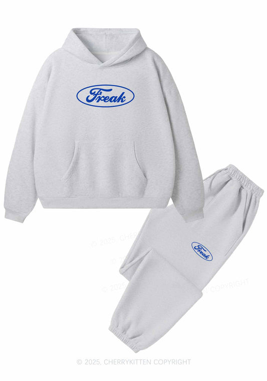 Oval Freak Y2K Fleece Hoodie Set Cherrykitten