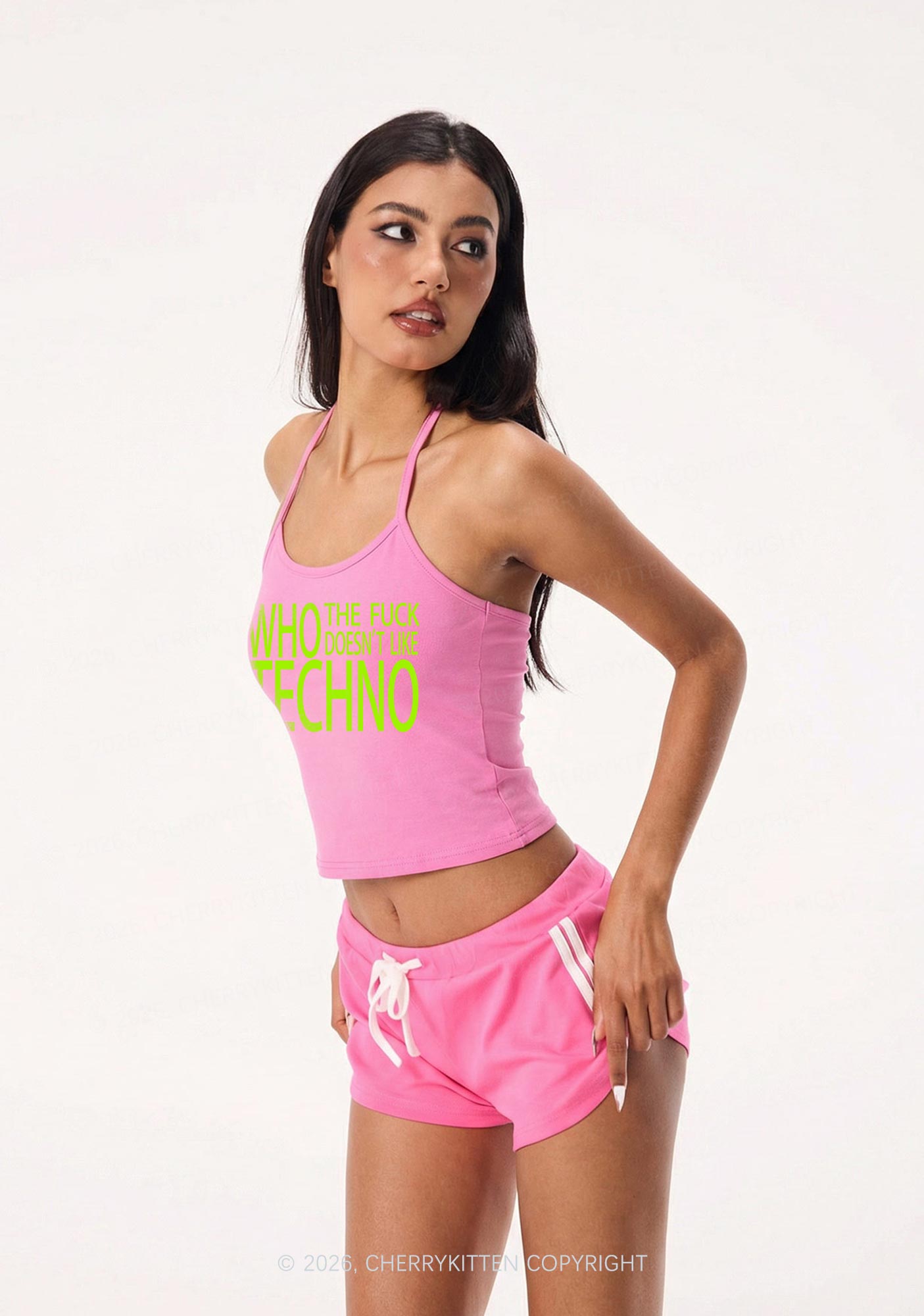 Who Doesnt Like Techno Y2K Halter Neck Cami Cherrykitten