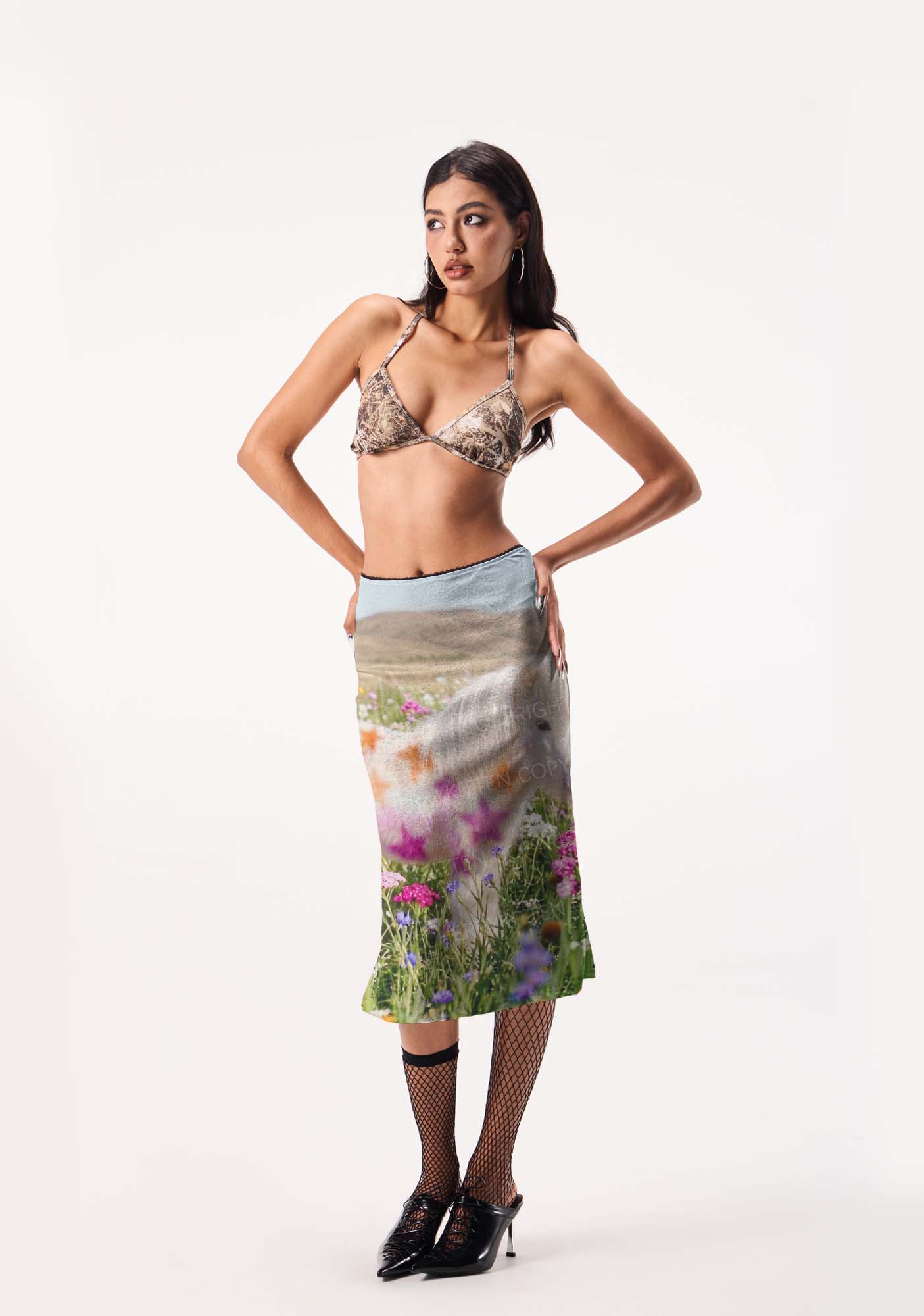 Lesbian Stars Pony Pride Y2K Print Midi Skirt Cherrykitten