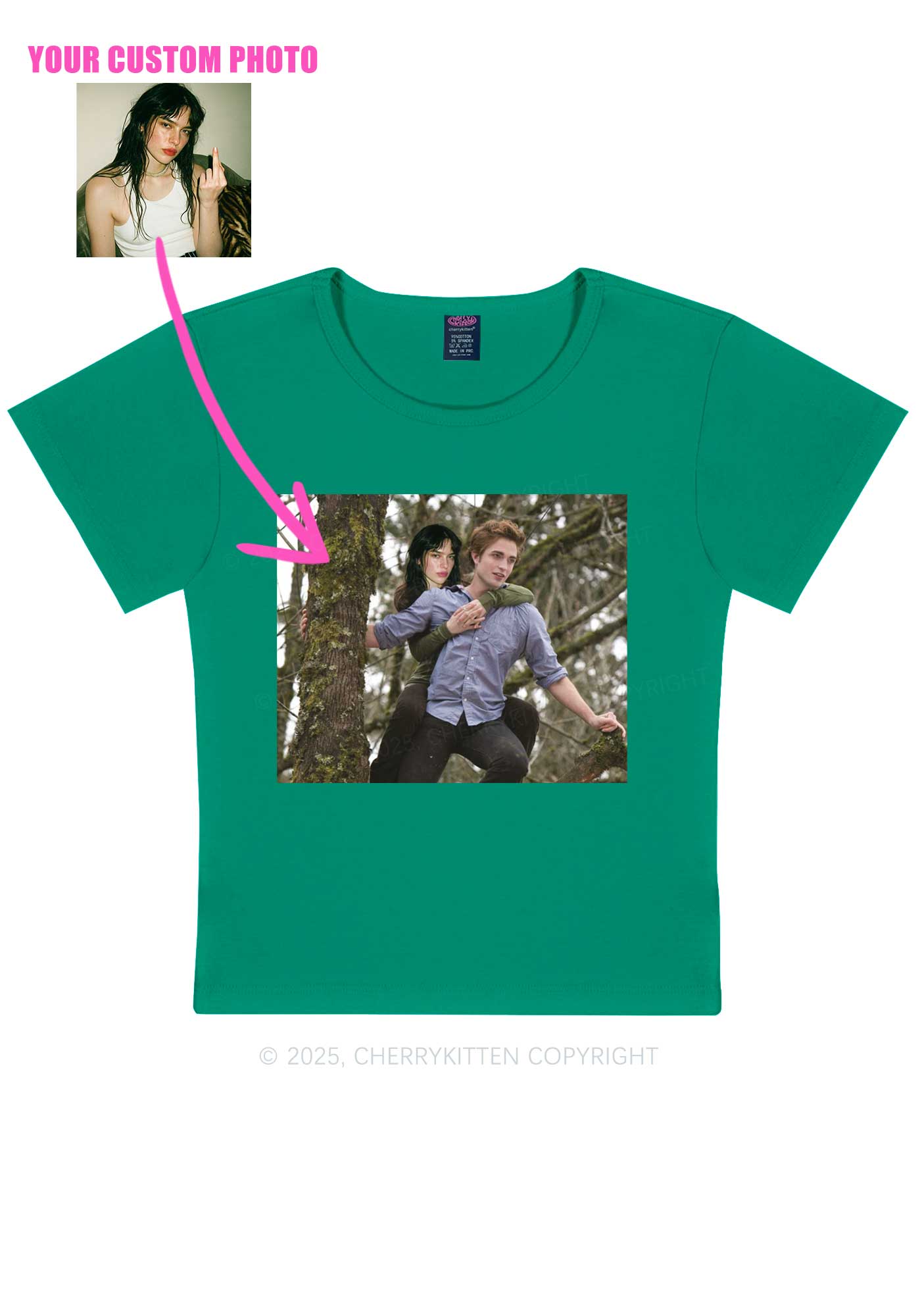 Custom Face Y2K Baby Tee Cherrykitten