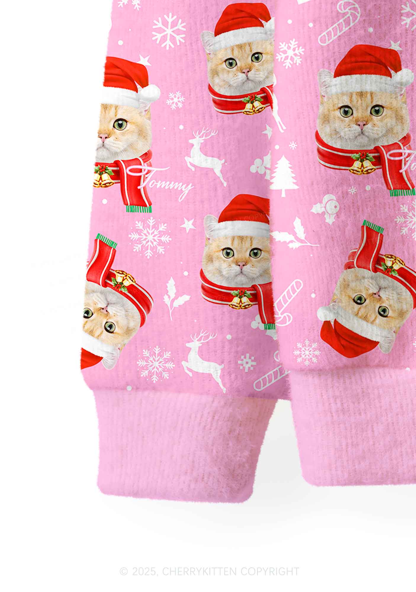 Custom Christmas Sweet Cat Face Y2K Christmas Cardigan Knit Sweatshirt Cherrykitten