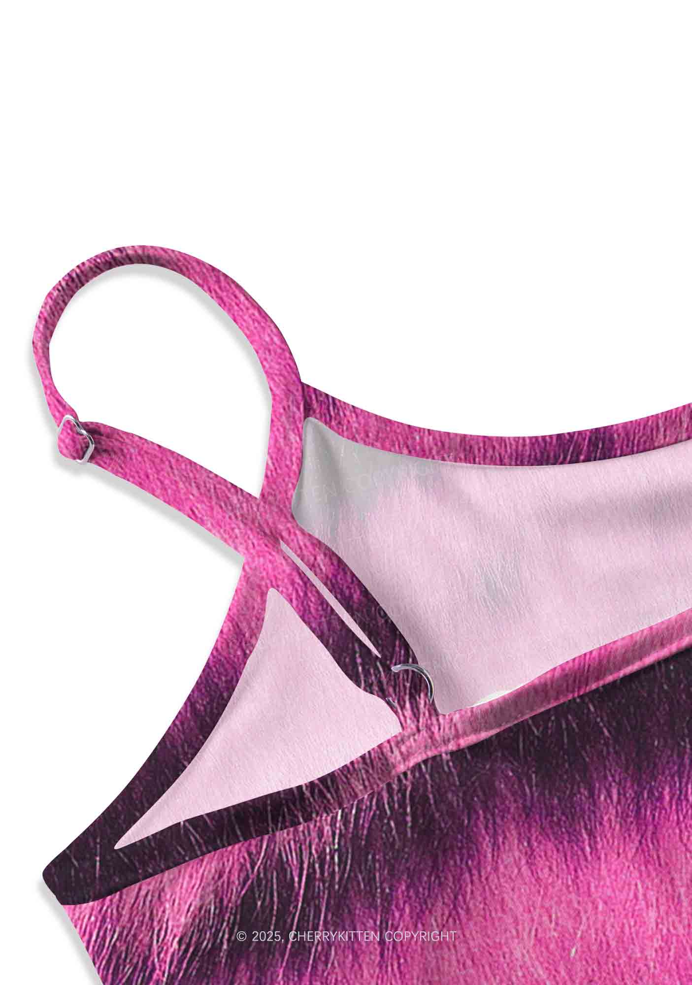 Pink Tiger Stripe Custom Text Y2K Print Slip Dress Cherrykitten