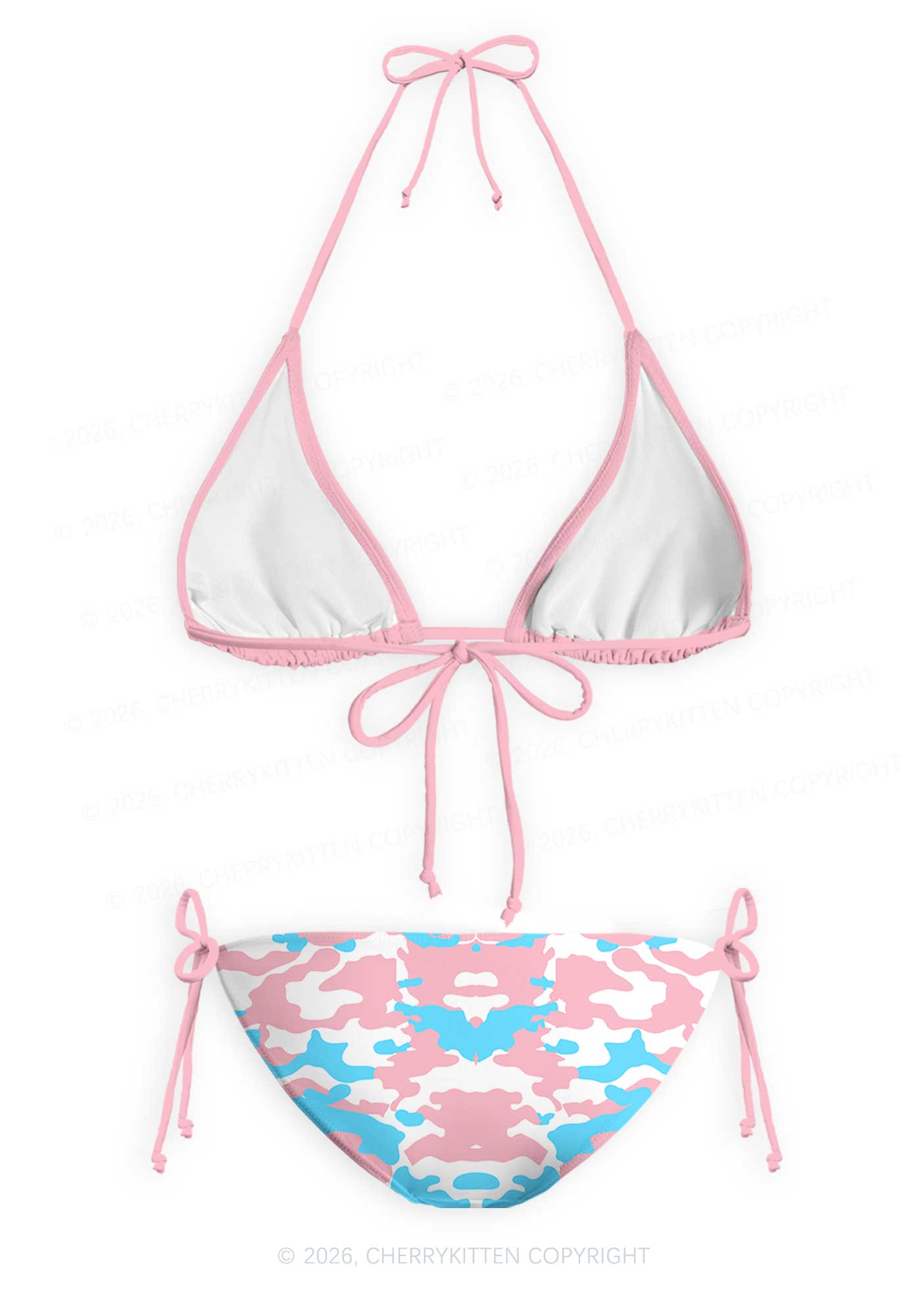 Trans Camouflage Pride Y2K Print Bikini Set Cherrykitten