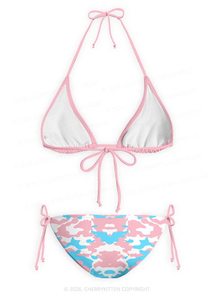 Trans Camouflage Pride Y2K Print Bikini Set Cherrykitten