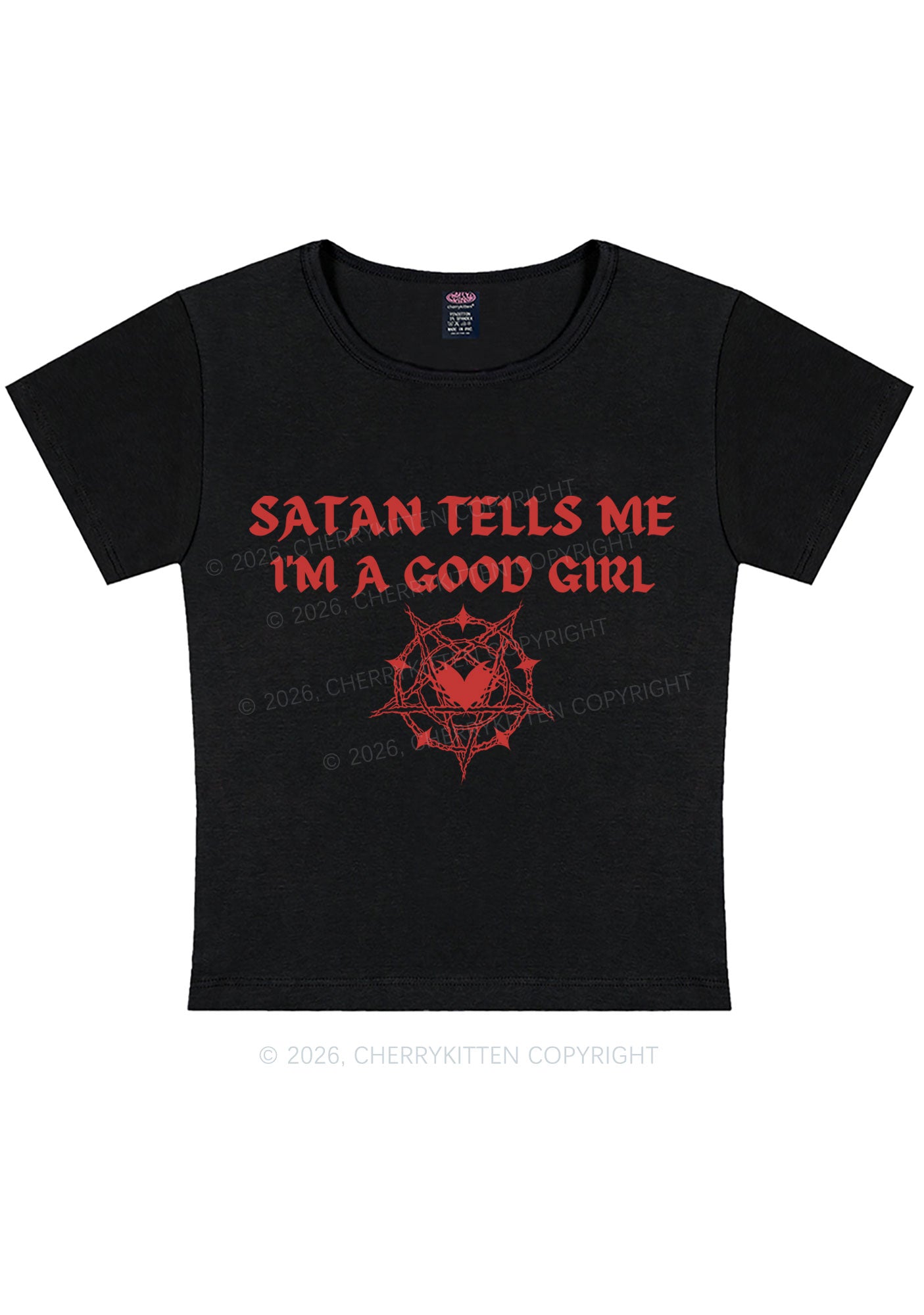 Halloween Im A Good Girl Y2K Baby Tee Cherrykitten