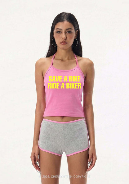 Save Bike Ride Biker Y2K Halter Neck Cami Cherrykitten