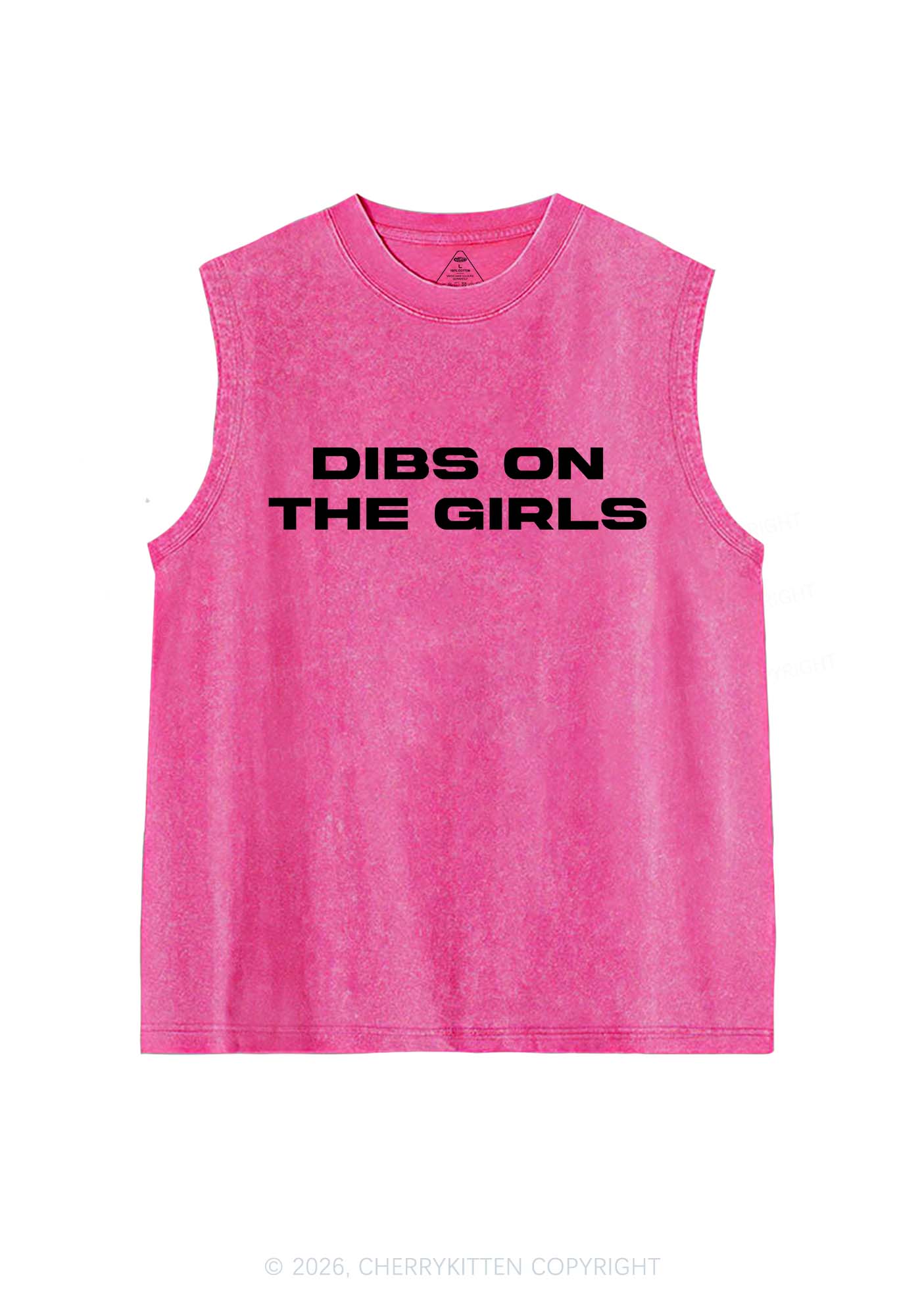 Dibs On The Girls Pride Y2K Washed Muscle Tank Cherrykitten