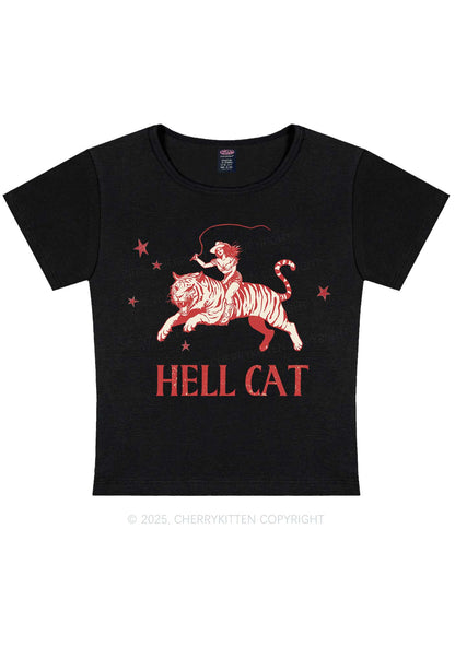Cowgirl Hell Cat Y2K Baby Tee Cherrykitten