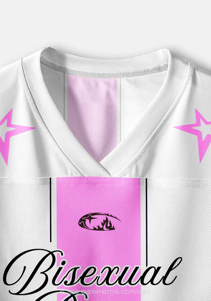 White Bisexual Princess Pride Y2K Crop Sport Jersey Shirts Cherrykitten