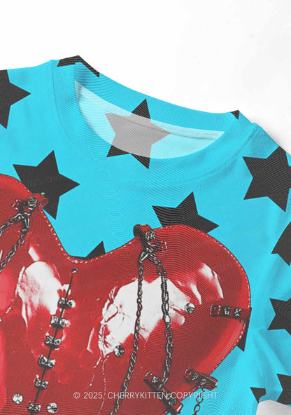 Punk Red Heart Y2K Mesh Crop Top Cherrykitten