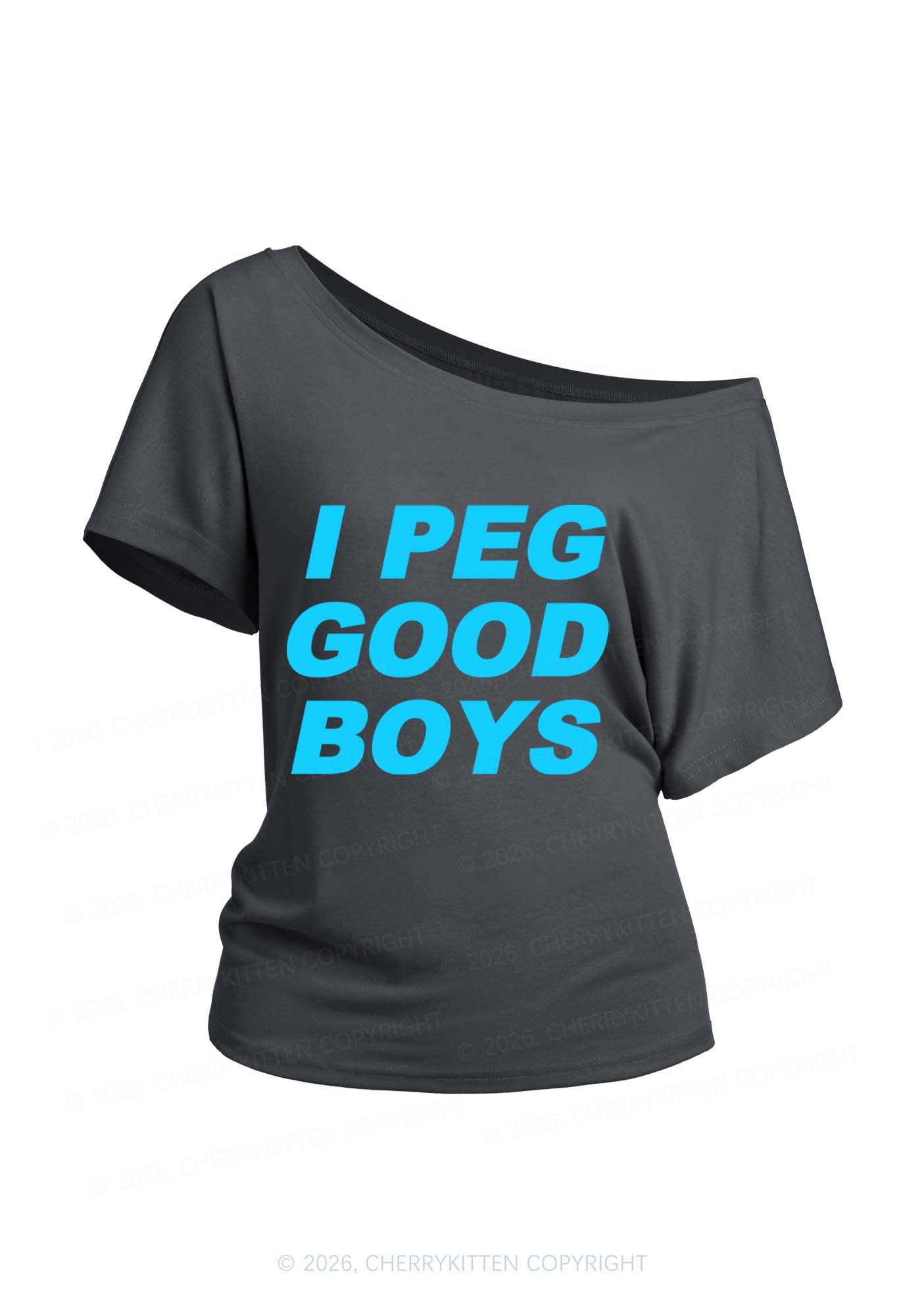 I Peg Good Boys Y2K Off Shoulder Tee Cherrykitten