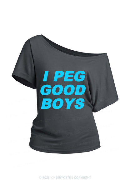 I Peg Good Boys Y2K Off Shoulder Tee Cherrykitten