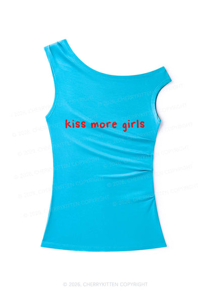 Kiss More Girls Pride Y2K Off Shoulder Tank Top Cherrykitten