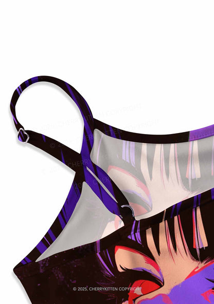 Halloween Vampire Scream Y2K Print Cami Crop Top Cherrykitten