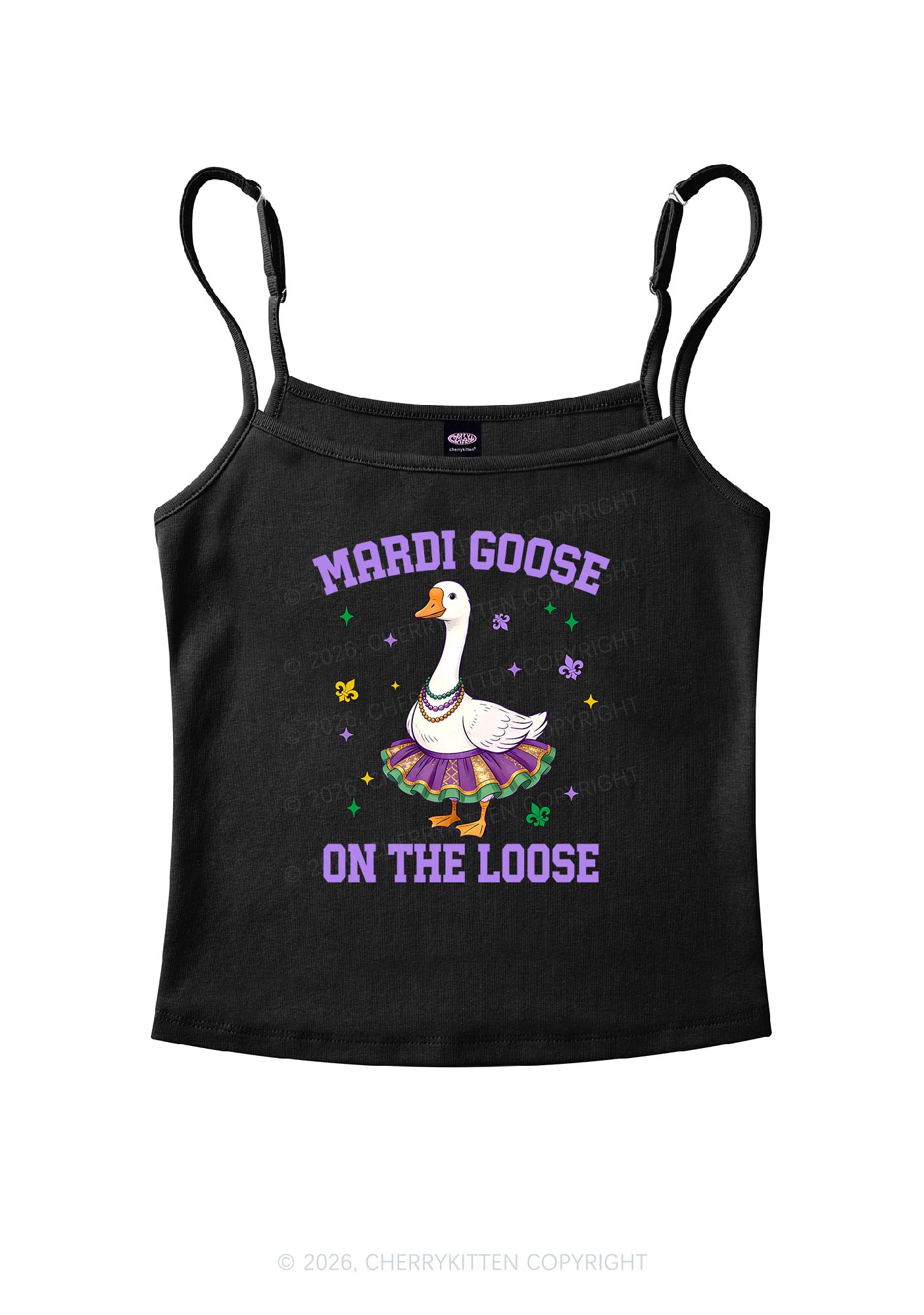 Mardi Gras Goose Y2K Spaghetti Strap Cami Cherrykitten