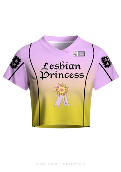 Purple Lesbian Princess Pride Y2K Crop Football Jersey Shirts Cherrykitten