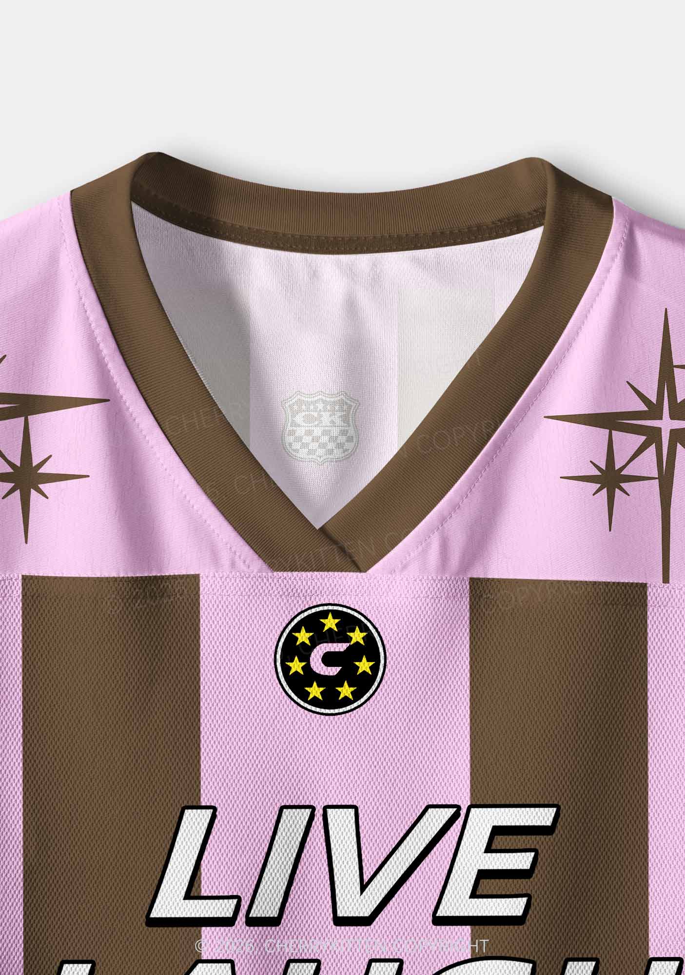 Live Laugh Lesbian Brown Stripes Pride Y2K Crop Sport Jersey Shirts Cherrykitten