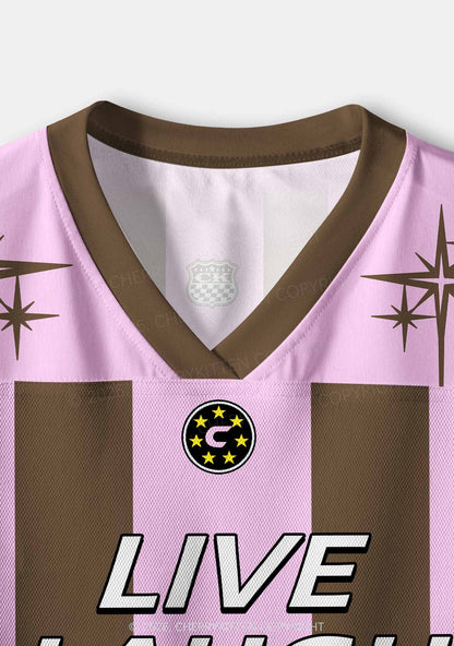Live Laugh Lesbian Brown Stripes Pride Y2K Crop Sport Jersey Shirts Cherrykitten