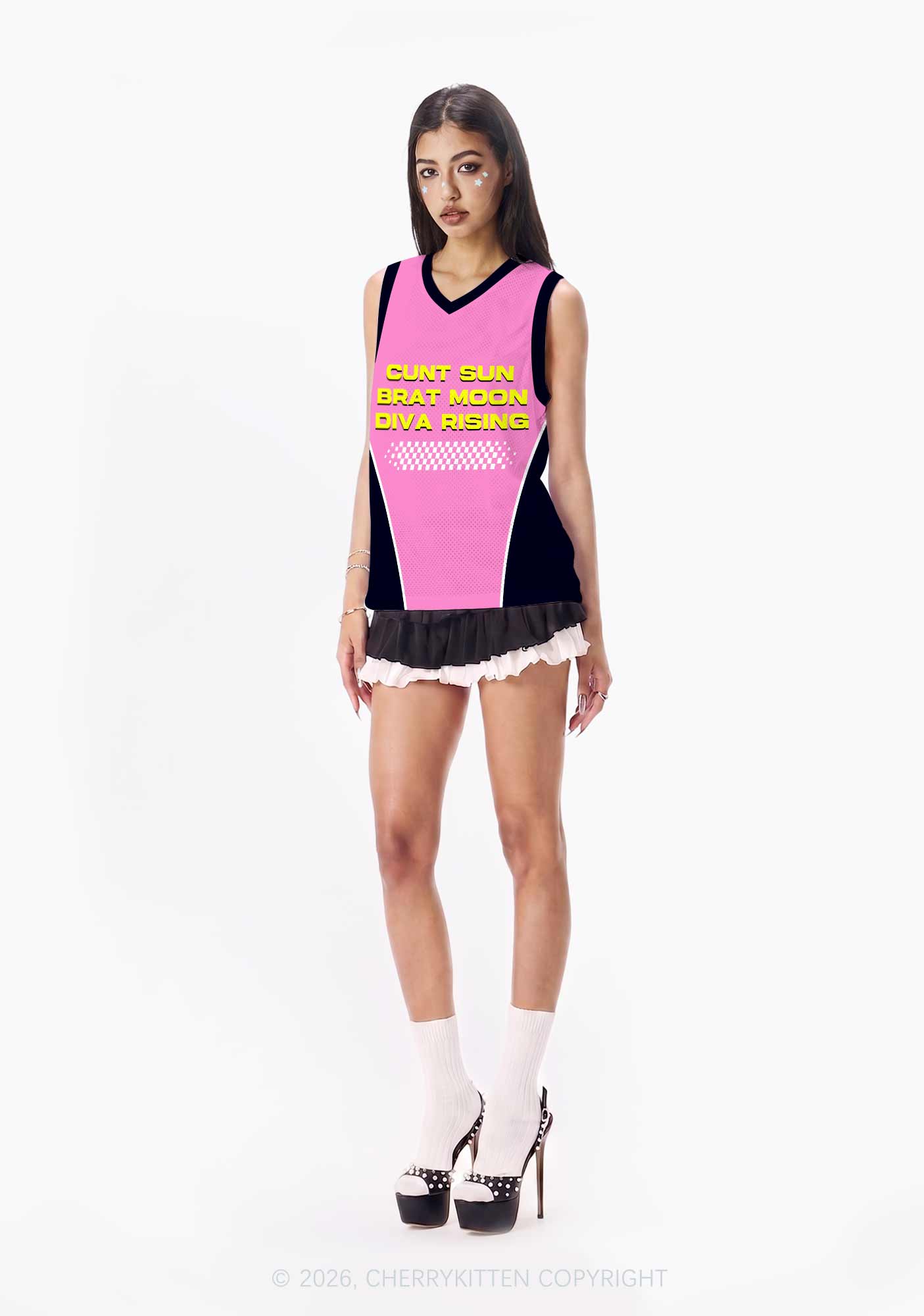 Cxxt Sun Brat Moon Diva Rising Y2K Sport Jersey Tank Cherrykitten