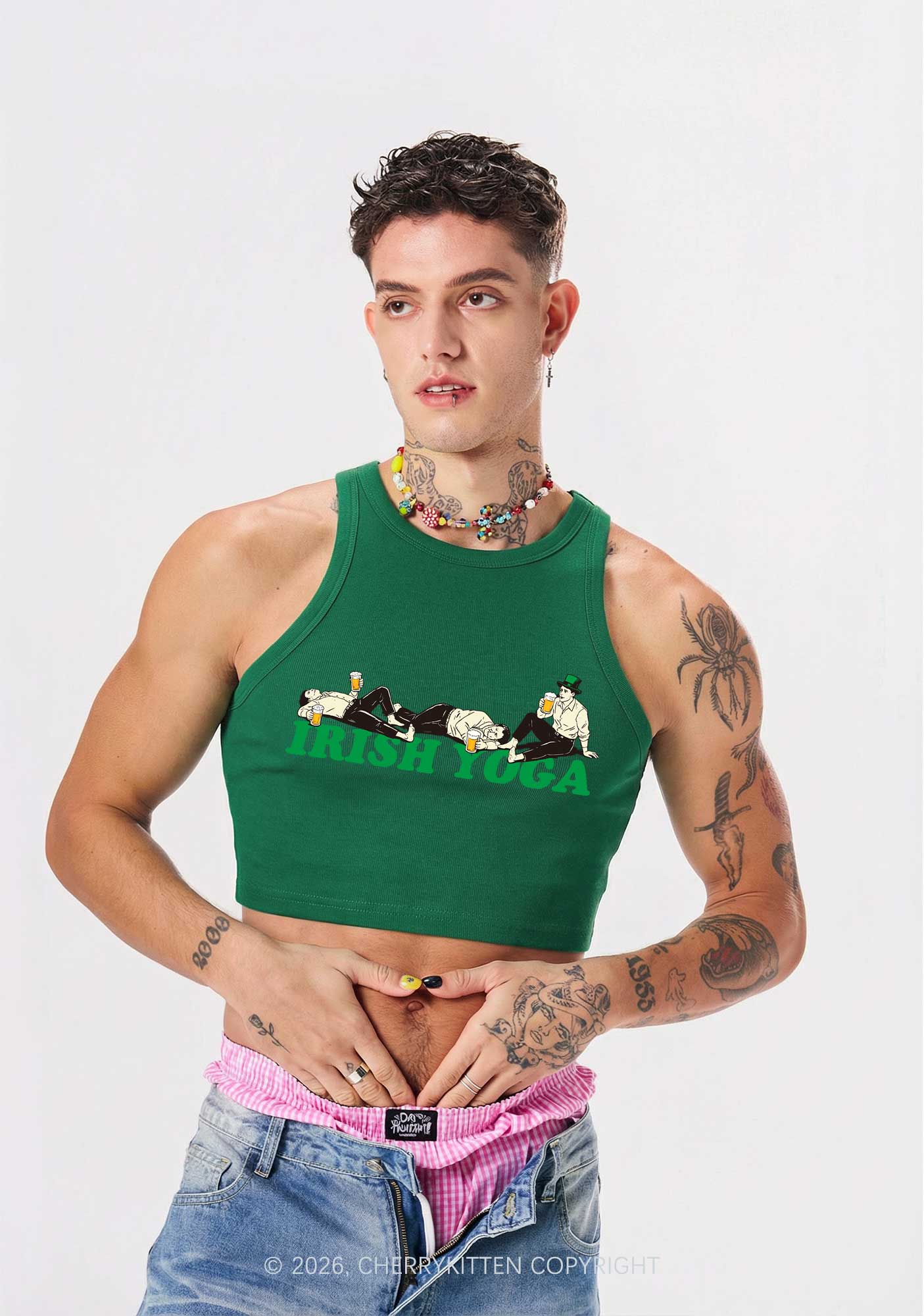 Irish Yoga St Patricks Y2K Crop Tank Top Cherrykitten
