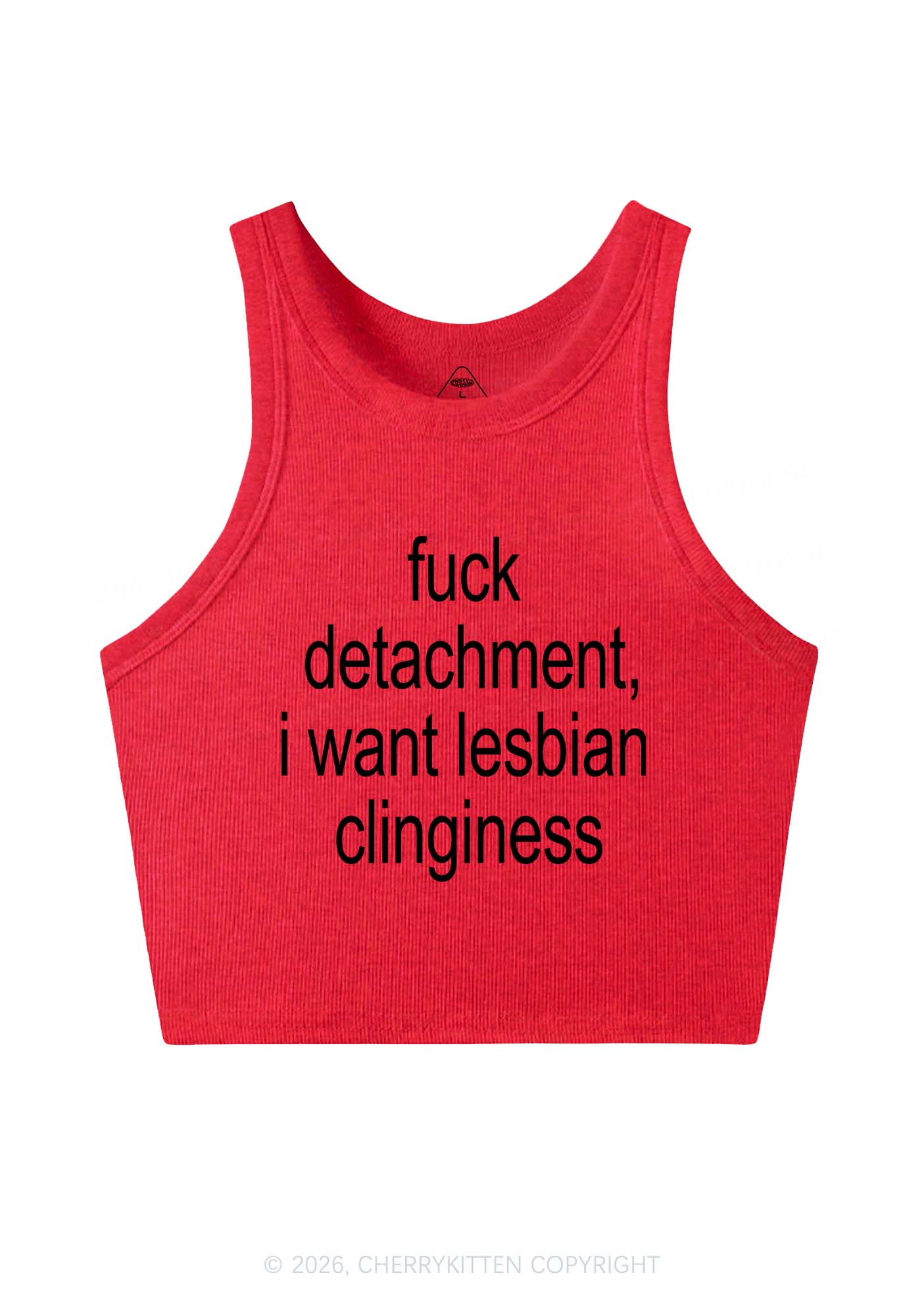 I Want Lesbian Clinginess Pride Y2K Crop Tank Top Cherrykitten
