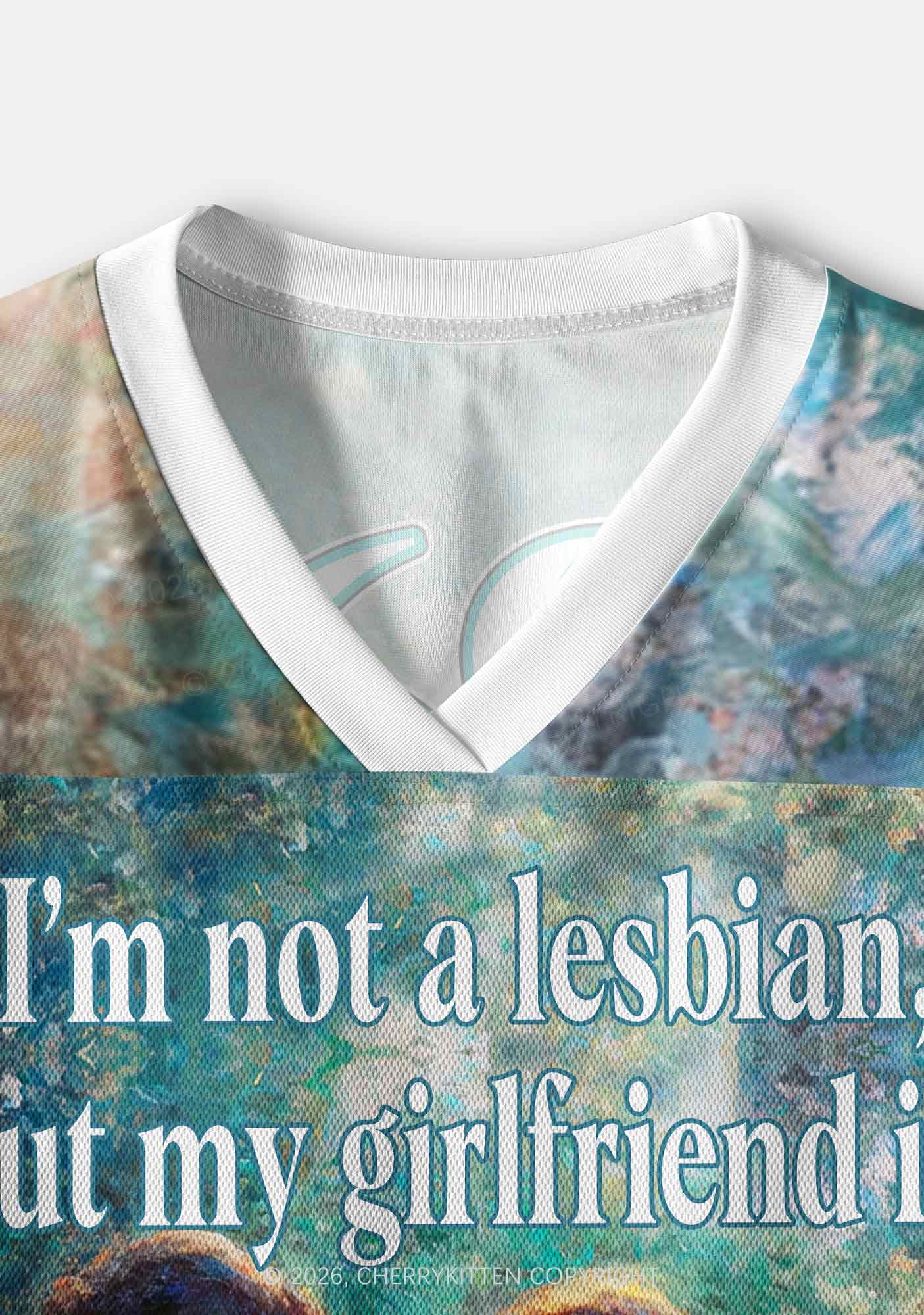 Mint Green Im Not A Lesbian Pride Y2K Crop Sport Jersey Shirts Cherrykitten