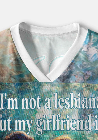 Mint Green Im Not A Lesbian Pride Y2K Crop Sport Jersey Shirts Cherrykitten