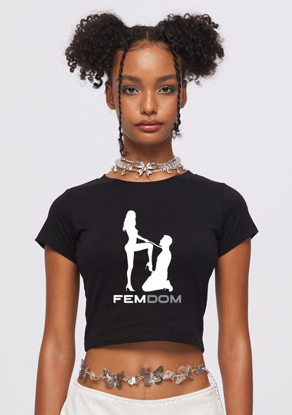 Femdom Silhouette Y2K Baby Tee Cherrykitten