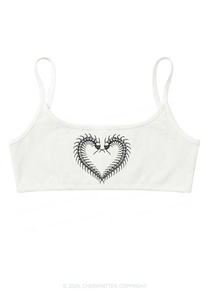Halloween Centipede Heart Shape Y2K Super Crop Cami Cherrykitten