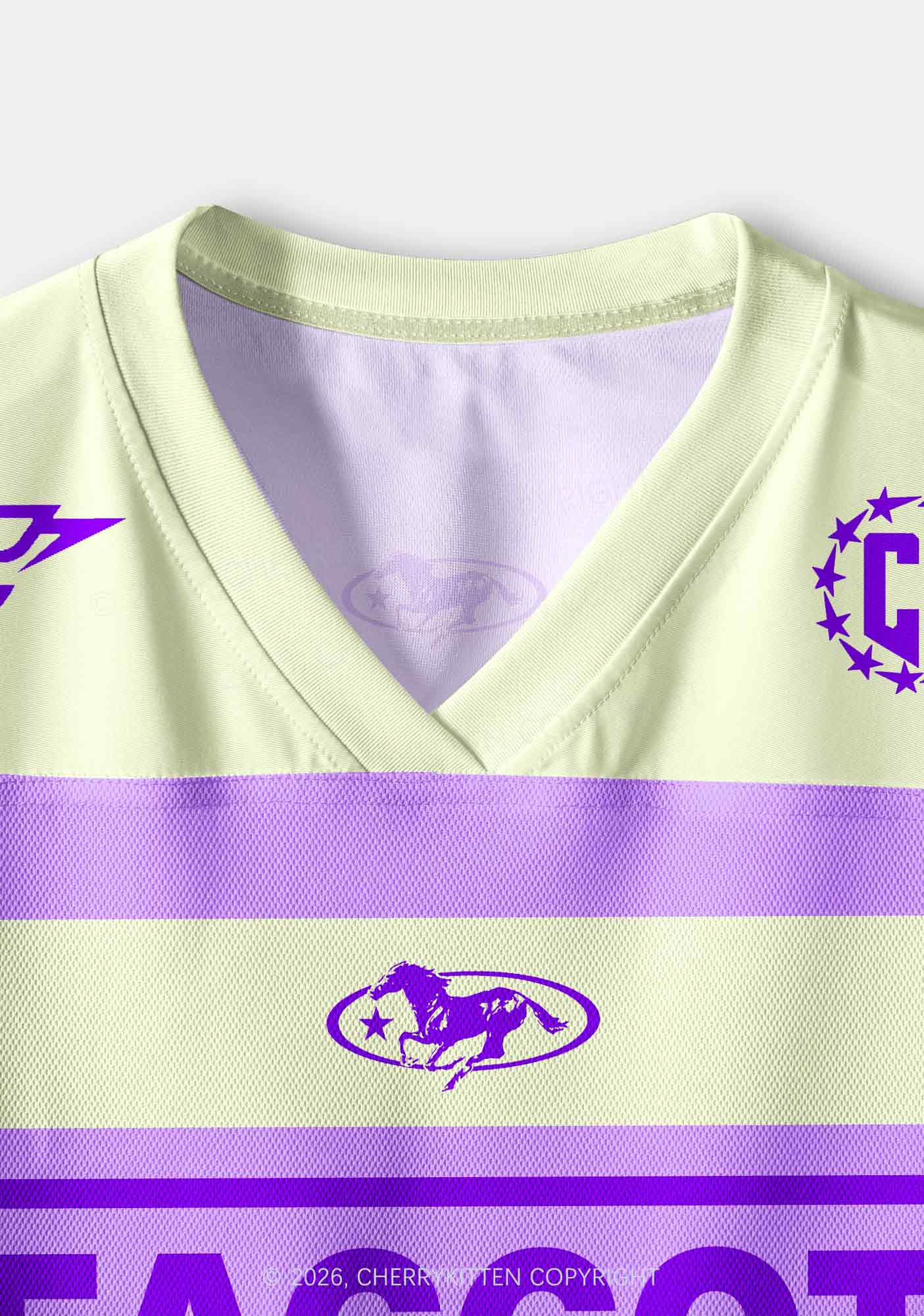 Purple Faggot Stripes Pride Y2K Crop Sport Jersey Shirts Cherrykitten