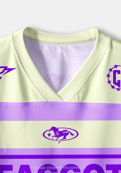 Purple Faggot Stripes Pride Y2K Crop Sport Jersey Shirts Cherrykitten