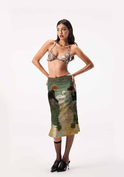 Swan Lake Girls Pride Y2K Print Midi Skirt Cherrykitten