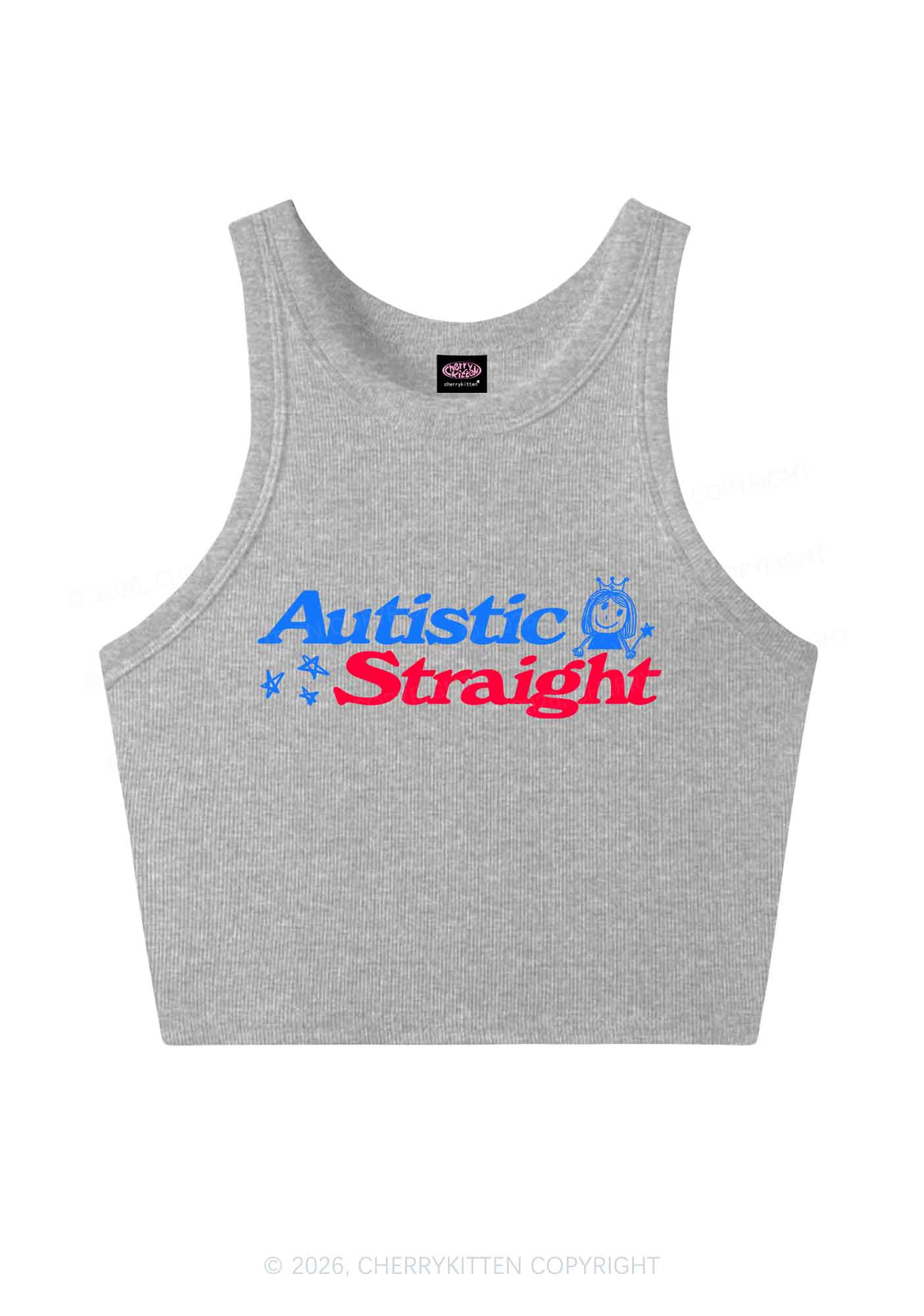 Autistic Straight Pride Y2K Crop Tank Top Cherrykitten