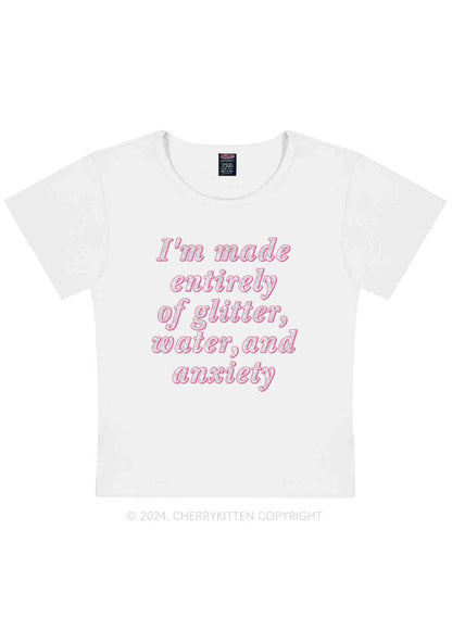 Curvy Glitter Water And Anxiety Y2K Baby Tee Cherrykitten