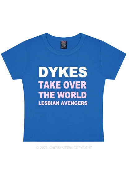 Dyke Take Over The World Y2K Baby Tee Cherrykitten