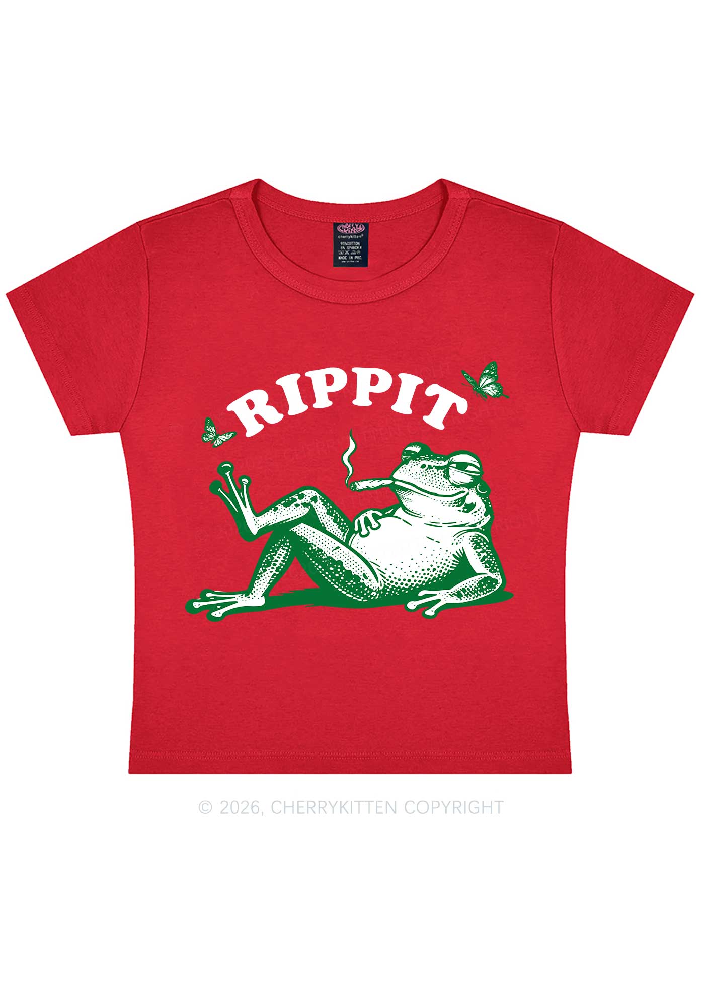 Rippit Frog Y2K Baby Tee Cherrykitten