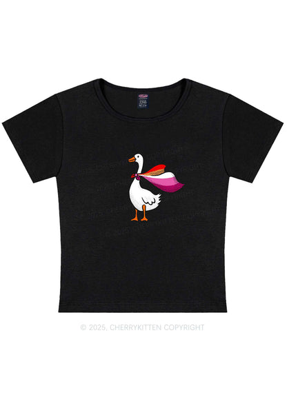 Lesbian Goose Pride Y2K Baby Tee Cherrykitten