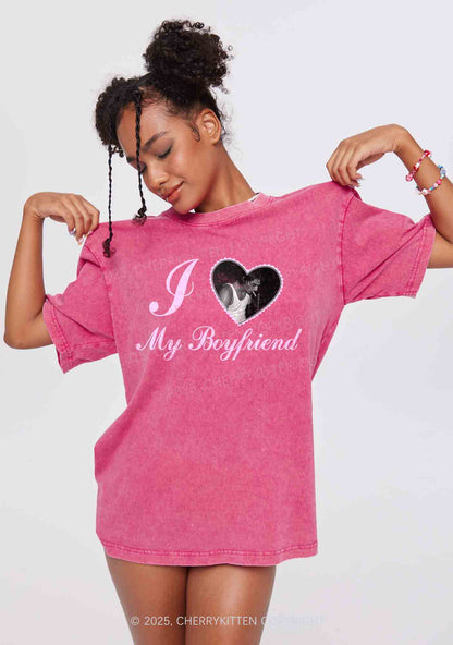 Custom Heart My BF GF Y2K Valentine's Day Washed Tee Cherrykitten