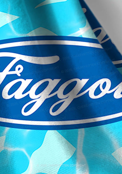 Blue Faggot Pride Y2K Print Headband Cherrykitten