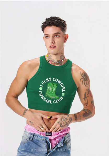 Lucky Cowgirl Club St Patricks Y2K Crop Tank Top Cherrykitten