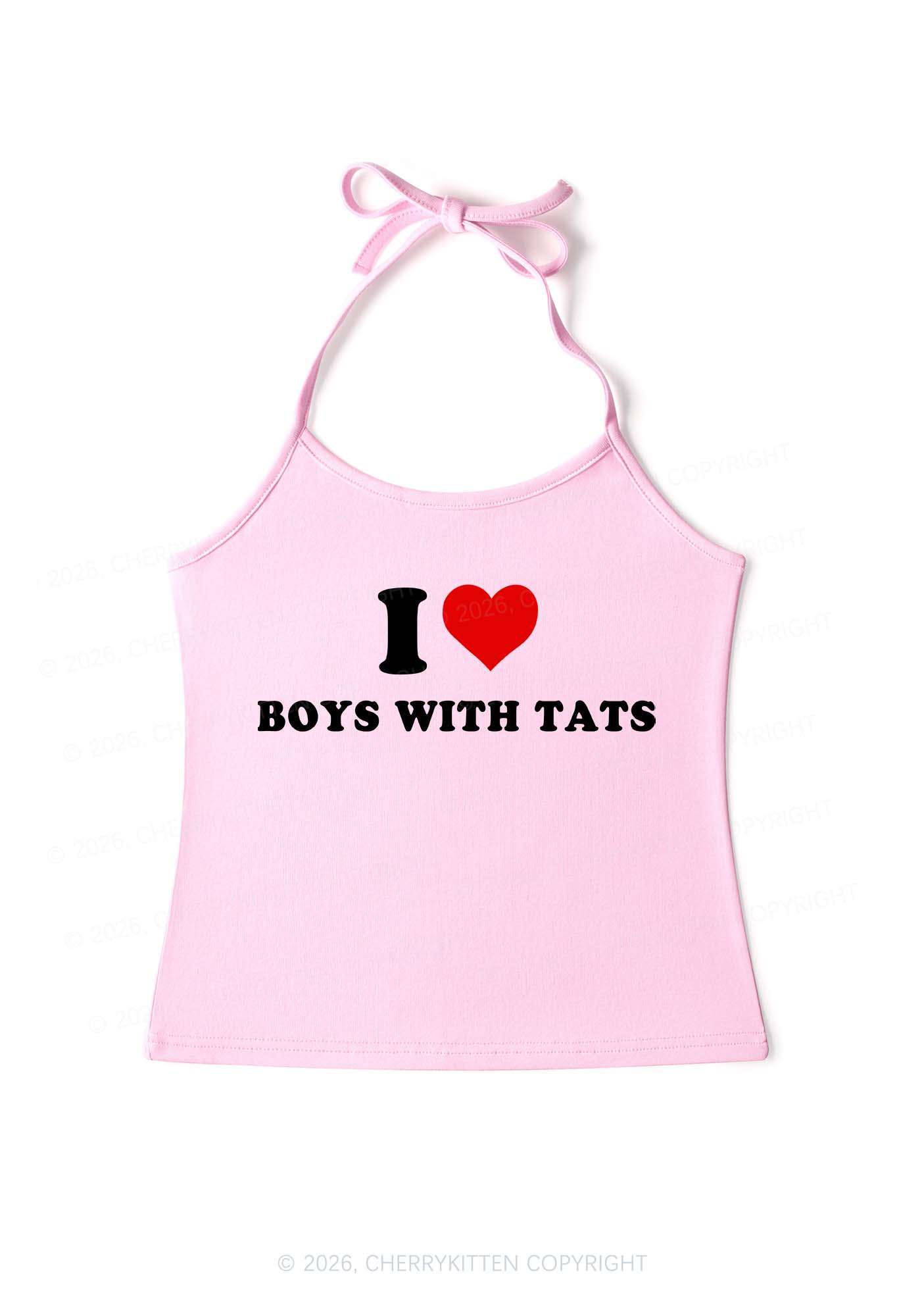 I Love Boys With Tats Y2K Halter Neck Cami Cherrykitten