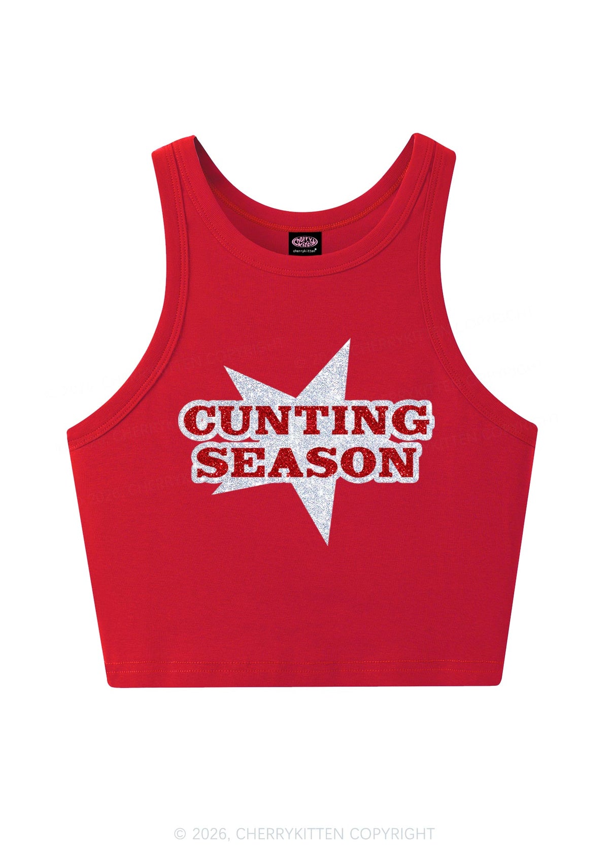 Glitter Cxxting Season Y2K Crop Tank Top Cherrykitten