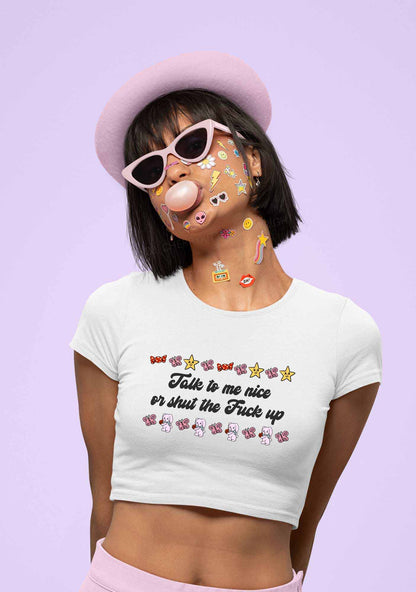 Talk To Me Nice Y2K Baby Tee Cherrykitten