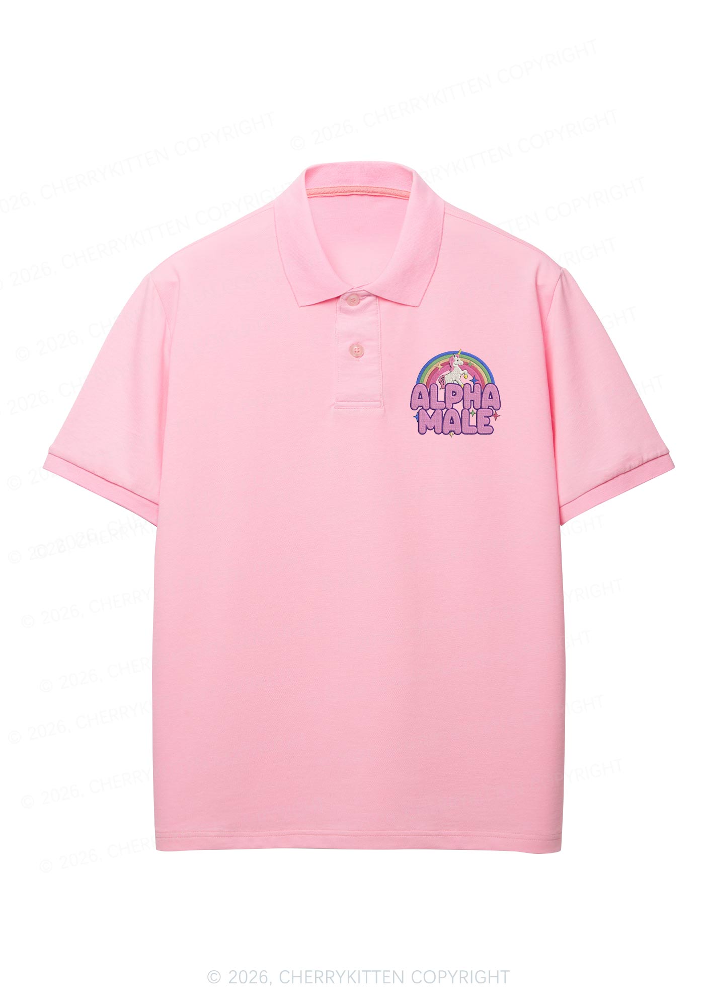 Embroidered Alpha Male Y2K Polo Shirts Cherrykitten
