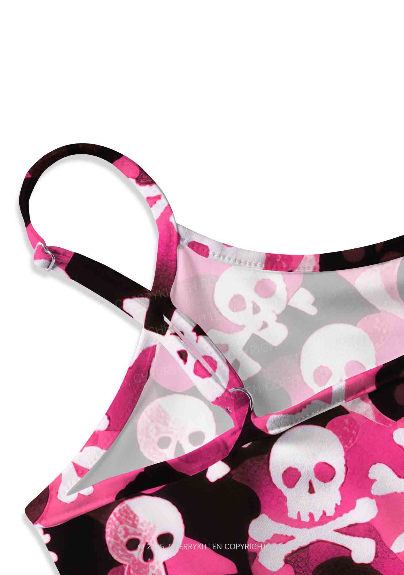 Halloween Pink Camouflage Skull Y2K Print Cami Crop Top Cherrykitten