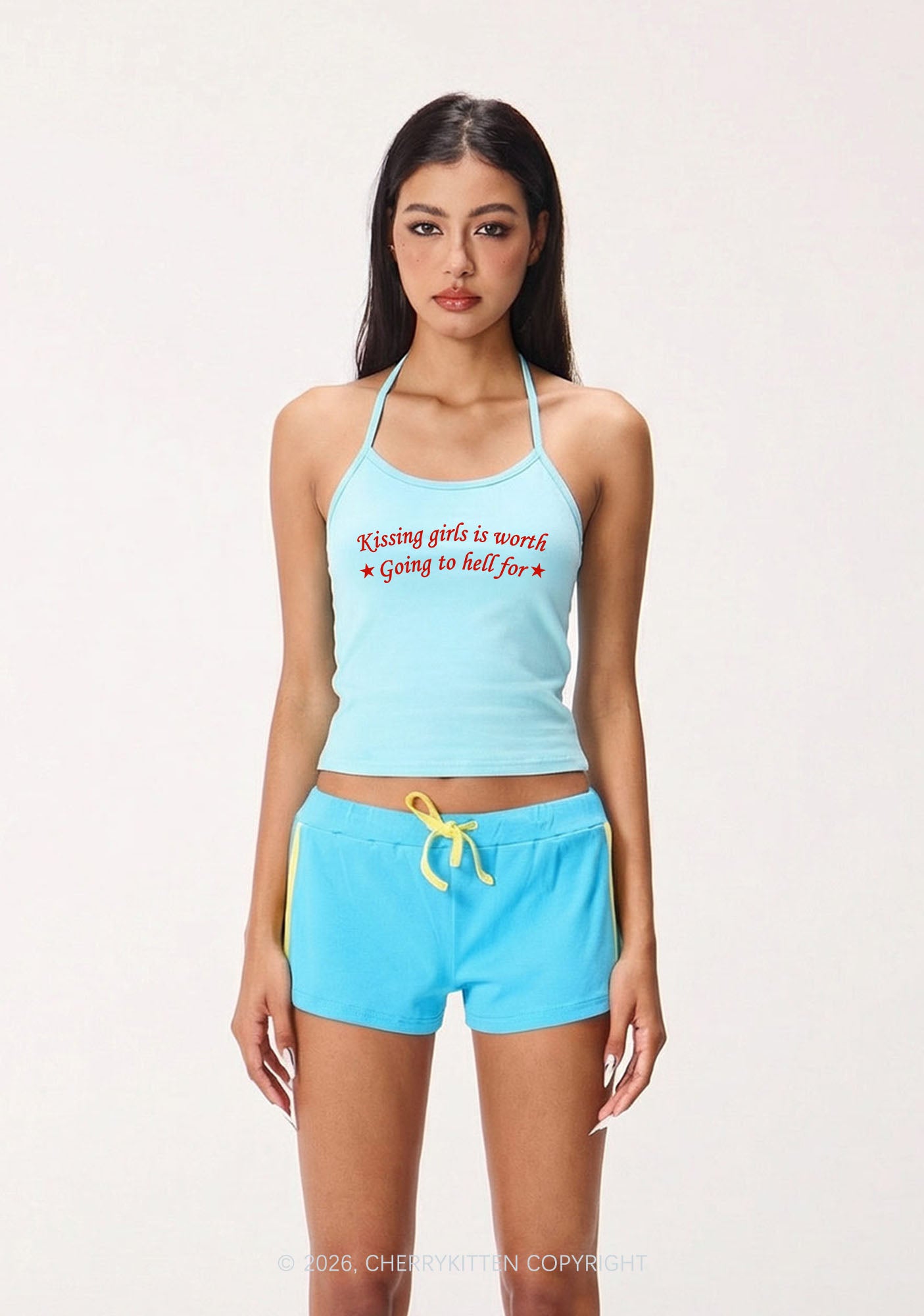 Kissing Girls is Worth Pride Y2K Halter Neck Cami Cherrykitten