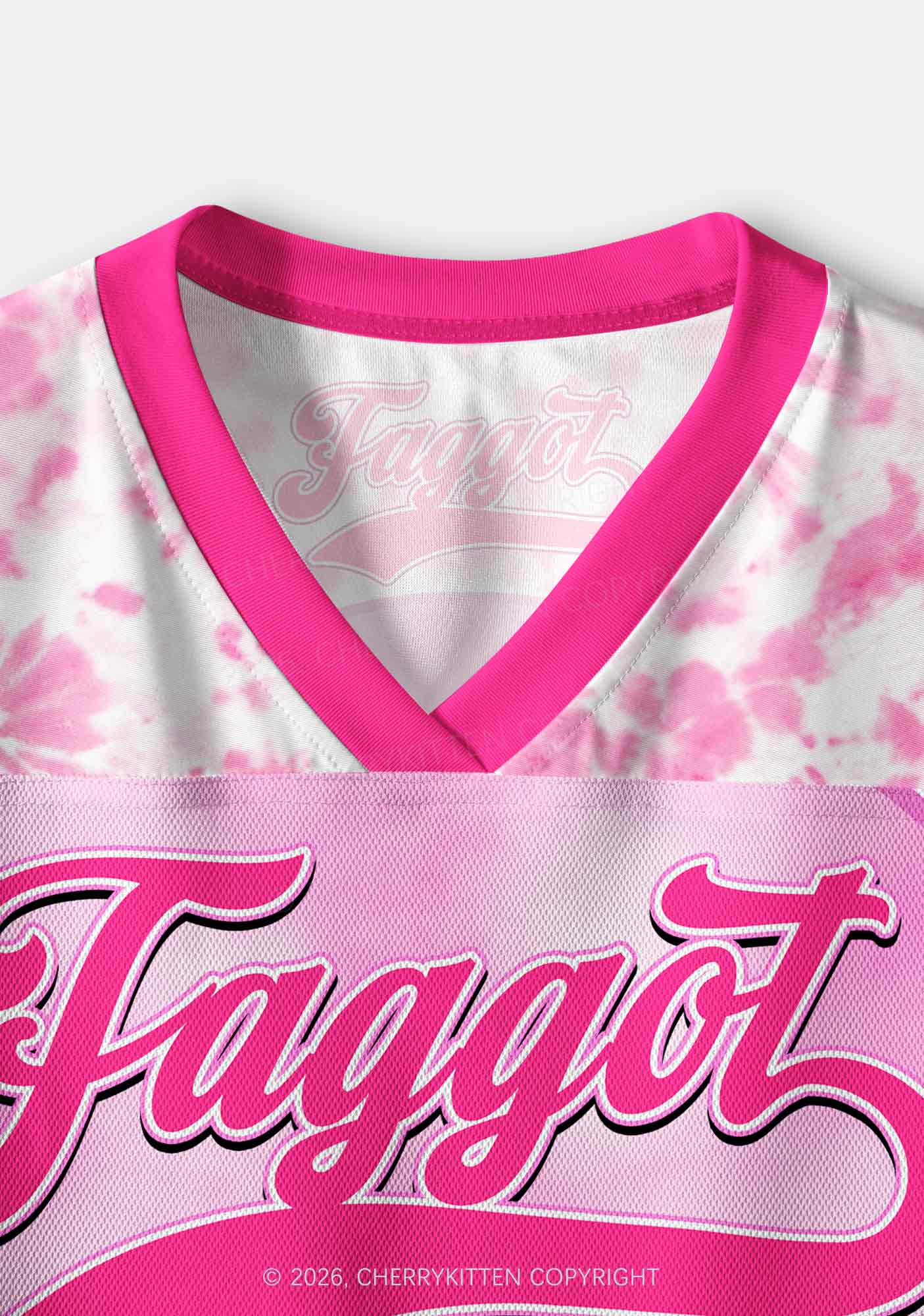 Pink Tie Dye Faggot Pride Y2K Crop Sport Jersey Shirts Cherrykitten
