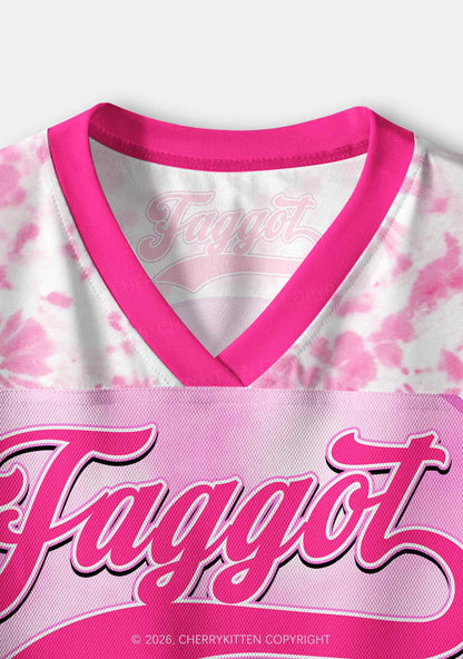 Pink Tie Dye Faggot Pride Y2K Crop Sport Jersey Shirts Cherrykitten