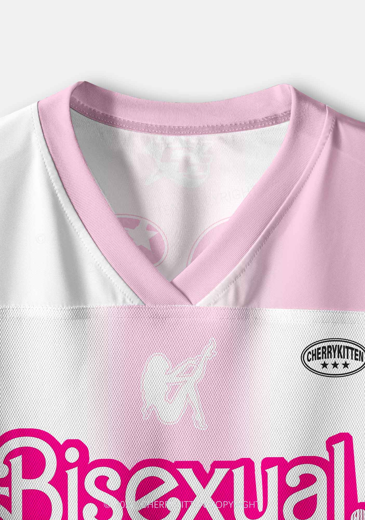 Pink Bisexual Pride Y2K Crop Sport Jersey Shirts Cherrykitten