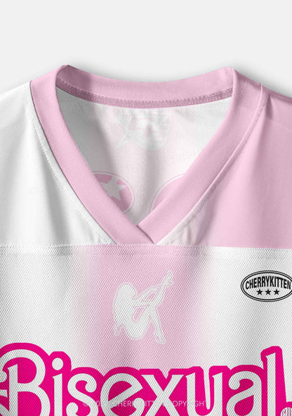 Pink Bisexual Pride Y2K Crop Sport Jersey Shirts Cherrykitten